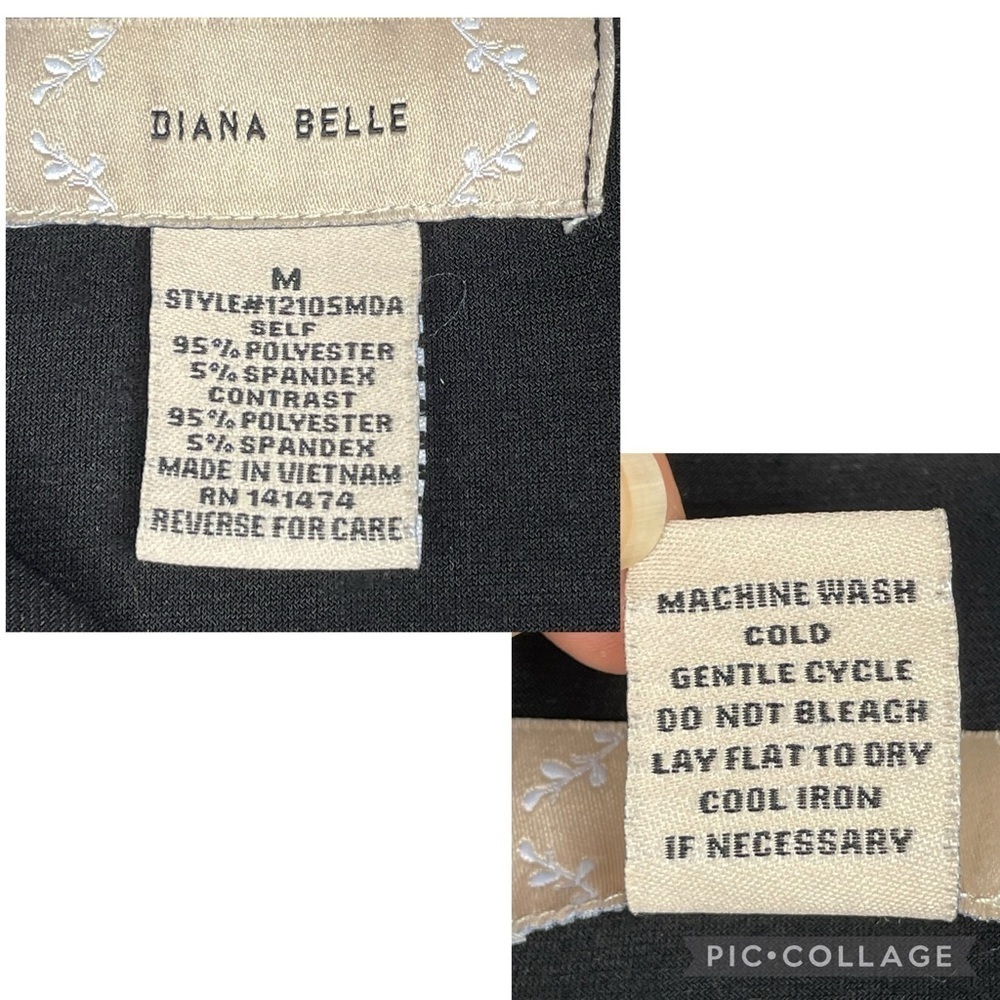 Diana Bell Black White Diagonal Print Office Attire Polished Casual Top - Sz M - Picture 3 of 16